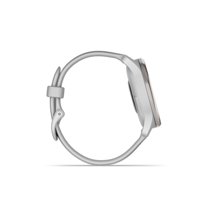 Garmin vivomove Trend Lunette en acier inoxydable argenté avec boîtier gris brume et bracelet en silicone (010-02665-03)